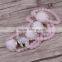 Silver Plated Quartz Stone Connector Druzy Bracelet, Rose Quartz Stone Beaded Bracelets