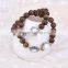 Natural Tiger Eye Bracelets, with Crystal Pave Freshwater Pearl Bracelet, Charm Beaded Gem stone Bracelet