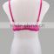 Ladies sexy mature polyester Rose-carmine smooth surface plunge bust lace band thin bra