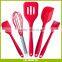 5 Piece Dishwasher Safe Silicone Kitchen Baking Utensil Set - Spatula, Spoon, Basting Brush, Egg Whisk, and Slotted Turner