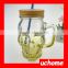 UCHOME 2016 New Style Skull Shaped Glass Mason Jar With Screw Lid And Straw