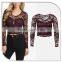 Sexy Women Red Wine Color With Sweet Heart Long Sleeve Lace Tops