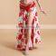 2015 professional side slit long dance skirt, floral printed belly dance skirt