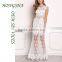 Sexy Nighty Off White Floral Applique Lace Maxi Dress for Women HSd7331
