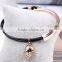 high quality gold oval clasp leather bracelet multi strand leather bracelet