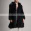 Myfur Wholesale Black Winter Warm Raccoon Fur Hood Knitted Fur Jacket For Women