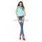 Fashion Adult Women Lace Shoulder Tops Splicing Hemp Beaded Sleeves Summer Shirts