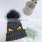 Embroidered Logo 100% Acrylic Knitted Hats Pompoms Cap pompom hat