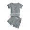 New 2Pcs Clothes Set Boys Summer Clothing Baby Boys Girls Cotton Solid Button T-shirts Tops+Striped Shorts Outfits