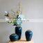 Golden edge blue color Jingdezhen ceramic vase set of 3 piece for Living room decoration