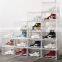 Side Open Drop Door Steady Stackable Simple Assemble Custom  Sneakers Foldable Clear Shoe Storage Box With Magnetic Door