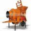 Concrete mixer drum machine with lift ladder An elevating concrete mixer for construction
