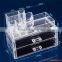 modern fashional pure acrylic makeup organizer/acrylic cosmetic organizer with drawer