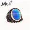 Oval Pattern Engraved Antique Silver Color Retro Style Color Changing Mood Emotion Feeling Ring for Women Mood Ring with Colors
