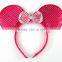 Sequin Mickey or Minnie mouse ears headband