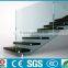 indoor American glass railings wooden float straight stairs/staircase --YUDI
