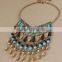 Weave Necklace,Aztec Necklace,Boho Necklace,Tassel Necklace, Gold Turquoise Necklace,
