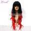 OEM high quality cheap fashionable long red natural curly wig