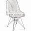 Leisure Cafe Chair Wood Legs Metal Wire Chair with Cushion