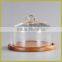 Whosale glass cheese dome with wooden board