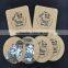 Good quality 1 color silk printing promotion natural cork wood coaster