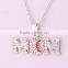 Sport Theme Rhinestone Baseball MOM Pendant Necklace