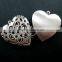 39mm big filigree heart shape vintage style antiqued silver flower photo locket DIY pendant charm jewelry supplies 1133005