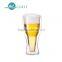 New product 400ml double wall clear glass beer