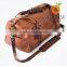 Business trip fashion man carry brown color leather duffel set weekend travel bag