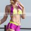 2015 swimsuit for women hot sexy bikini three piece high quality stripes contrast color swimsuit
