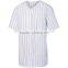 Youth Pinstripe Full Button Baseball Jersey Custom Pad Print Label Tee 100% Polyester Smooth Pinstripe Knit Shirt