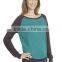 Factory Direct Wholesale Women's Cotton Poly Contrast Raglan Long Sleeve Pullover