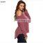 Women European style oversized v neck cold shoulder sweater