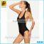 Sexy Black Custom Wholesale Zip Front Backless One-Piece Swimwear