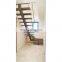 Interior straight wooden mono steel beam straight staircase with cable railings design