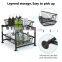 Sliding Cabinet Basket Under Sink Storage Pull Out Organizer Rack Black with Anti-slip Beads and Silicone Sucker Multi-purpose