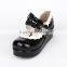 New Fashion black lace Girls Pumps Leather Rubber Soled Cosplay Gothic Lolita Shoes