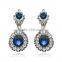 2016 Latest Style Black Crystal Silver Tone Oval Drop Earrings DRJ0586