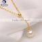 freshwater pearl pendant 8-9mm round pearl with s925 chain with adjustable length