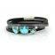 genuine sheepskin women wristbands,multiple wraps bracelets, three diamond charms leather bracelets