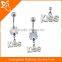 2016 Wholesale different button and different color316l stainless steel belly ring with zircon