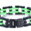Wholesale stainless steel black&green bike chain bracelet with bead biker bracelets for men high quality heavy biker bracelet