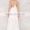 2016 Custom Women Embroidered Cotton Sleeveless White Maxi Dress