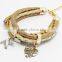 New Fashion Alloy Charm Multilayer Leather Charm Bracelets