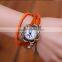In Stock 7 Colors Wholesale Fashion Newest Style Leather Cord Eiffer Tower Cheap Leather Band Watch