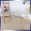 Glass top oak wood leg dining table