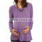 Plus size muslim women clothing Polyester / linen Long Sleeve Scoop Neck Maternity Tee Maternity Sportswear
