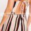 2016 Fashion Ladies Camel Crepe Striped Nice Jumpsuit