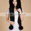 2017 Winter Knitted 100% cashmere fox fur hats with scarf pom pom for women