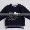 Words embroidery jersey knitted kids pullover sweater crew neck